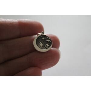 Sterling Silver Snow Cap Mountain Charm with Moon Charm